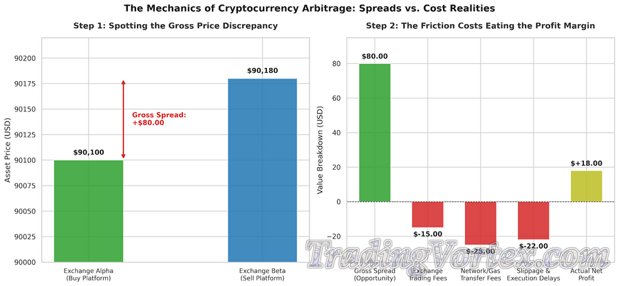 The Mechanics of Cryptocurrency Arbitrage: Visualizing Market Spreads versus Friction Cost Realities